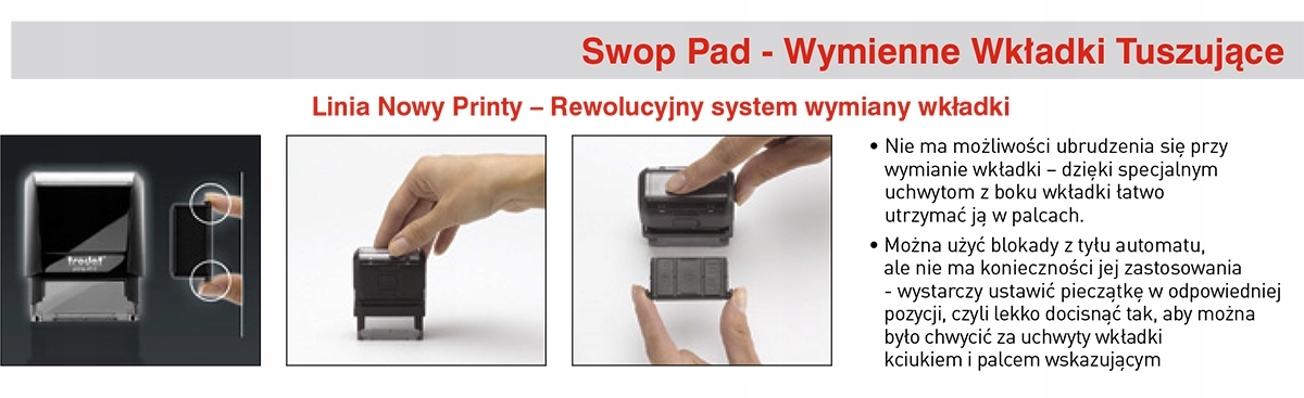 PIECZĄTKA TRODAT 4913 58x22 5 KOLORÓW KOMPLET Rodzaj elementu stemplującego Gumka laserowa