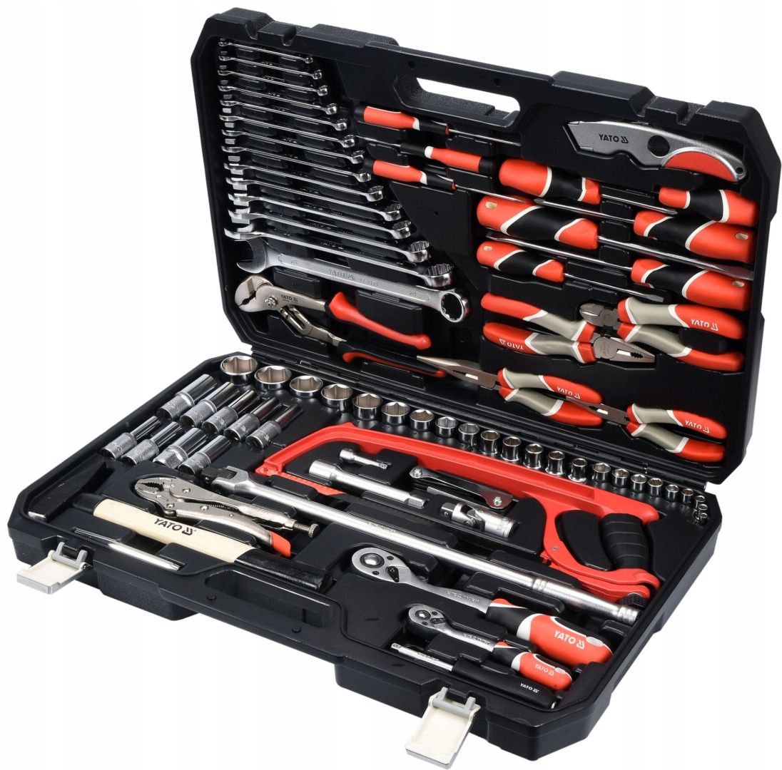 DUŻY ZESTAW NARZĘDZI KLUCZY NASADOWYCH 1/2" PŁASKICH W SKRZYNCE YATO Marka bez marki