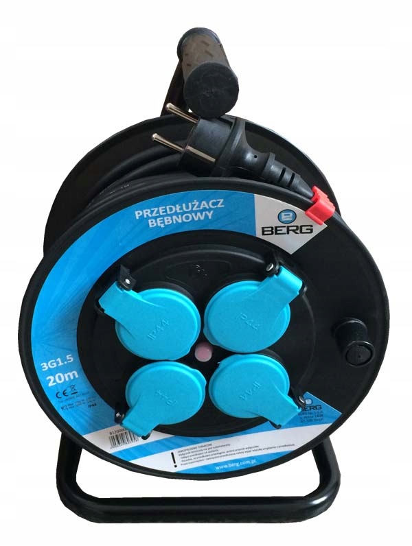 Przedłużacz bębnowy 3x1.5mm 4 gniazda 20M BERG