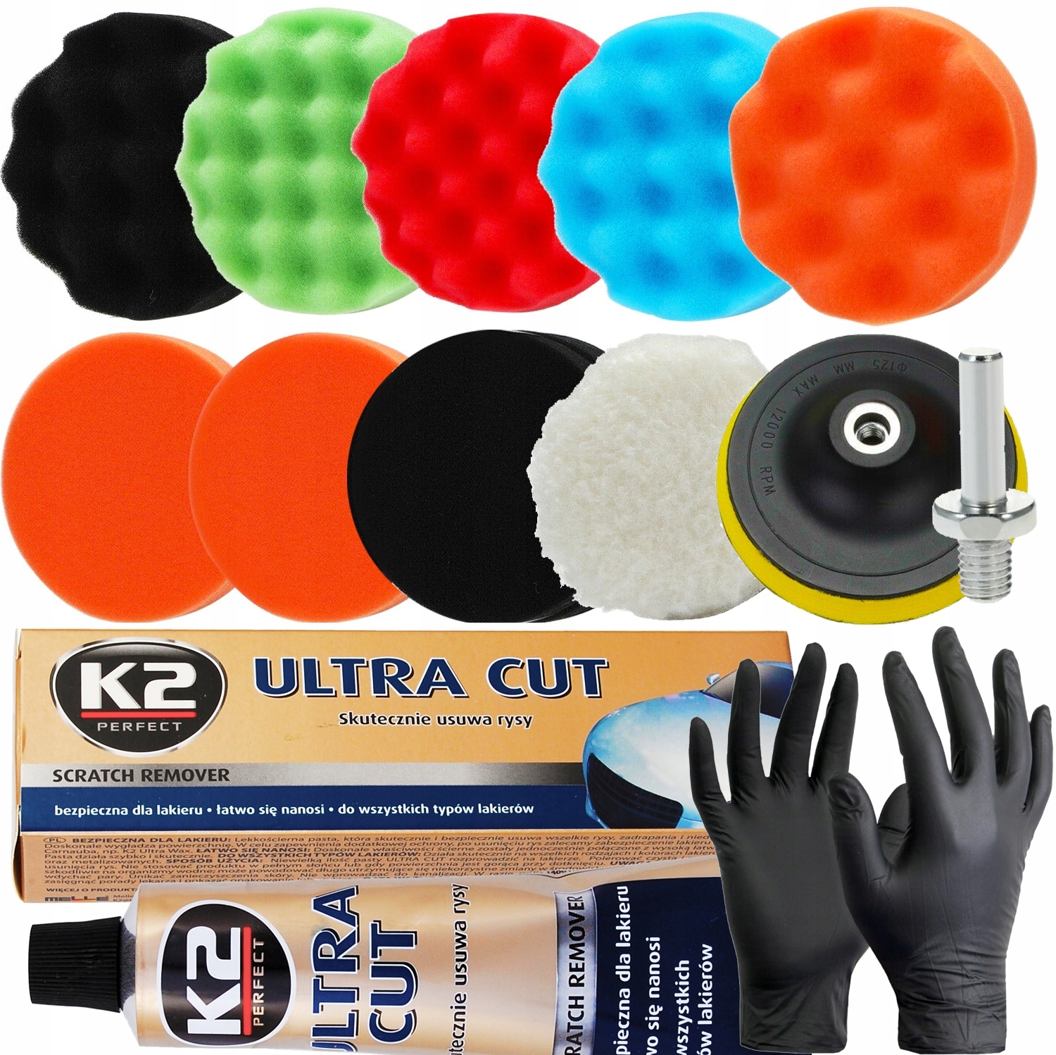 

K2 Ultra Cut 100G+ZESTAW Gąbek Do Polerowania 80mm