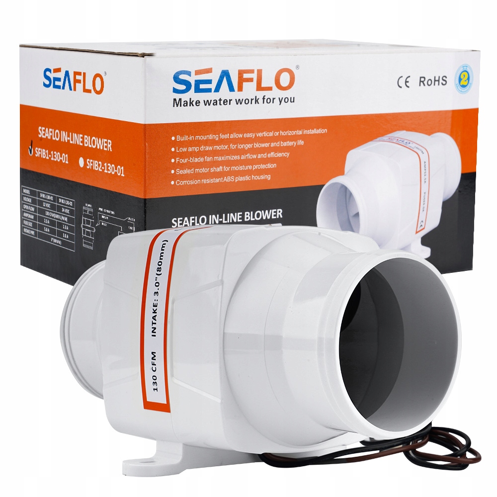 Kanálový odtahový ventilátor 12V 80 mm 220 m3h tichý pro kempingovou jachtu