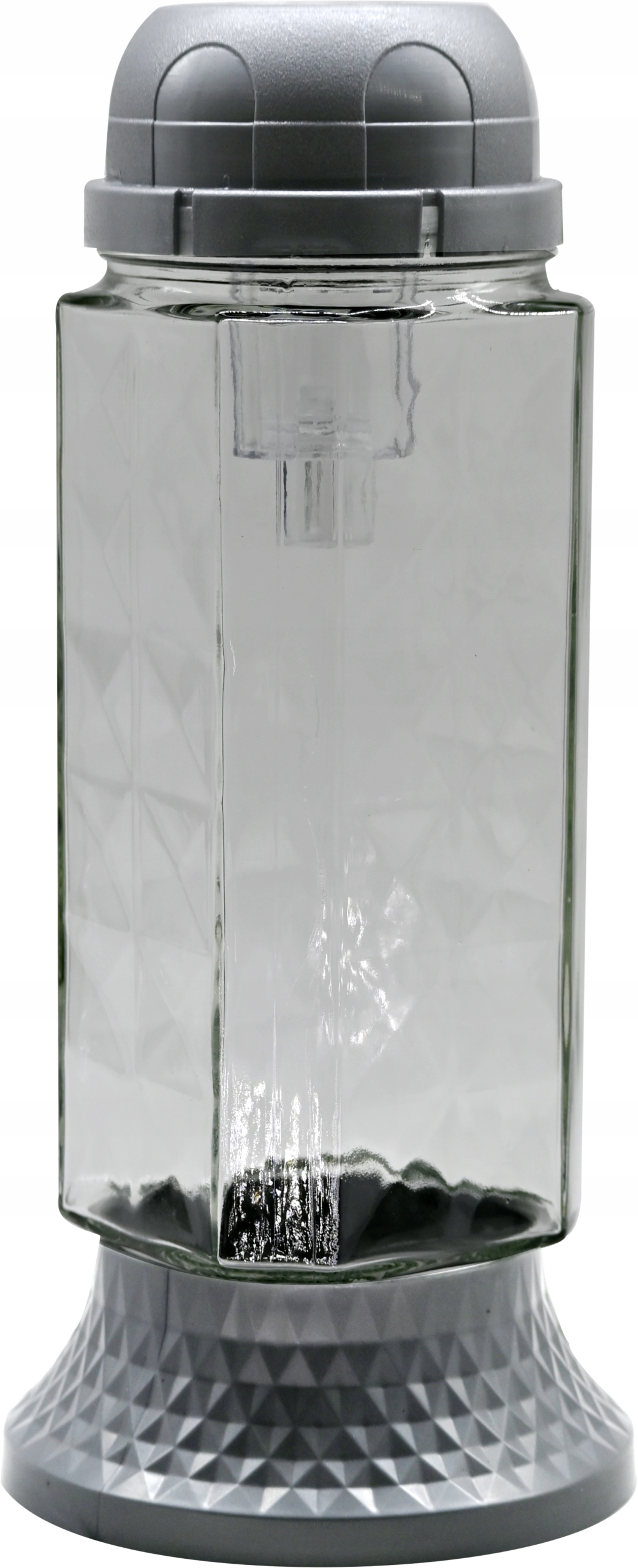 Wysoki Znicz Solarny LED 25 cm – ZNICZE EKO, Wodoodporny, SREBRNY U689 SR