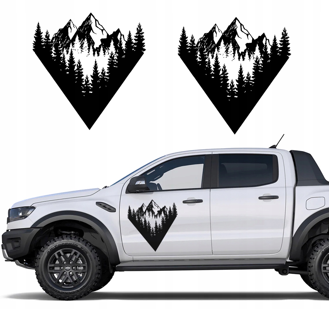 NAKLEJKA na auto PUSZCZA LAS DRZEWA 2szt 96X94cm