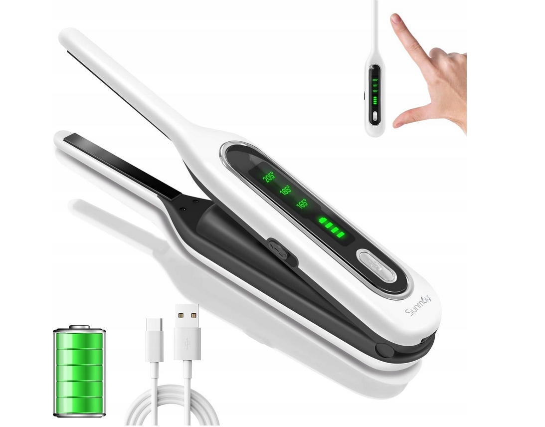 Sunmay 2w1 Bezprzewodowa Prostownica Lokówka Przenośna mini podróżna