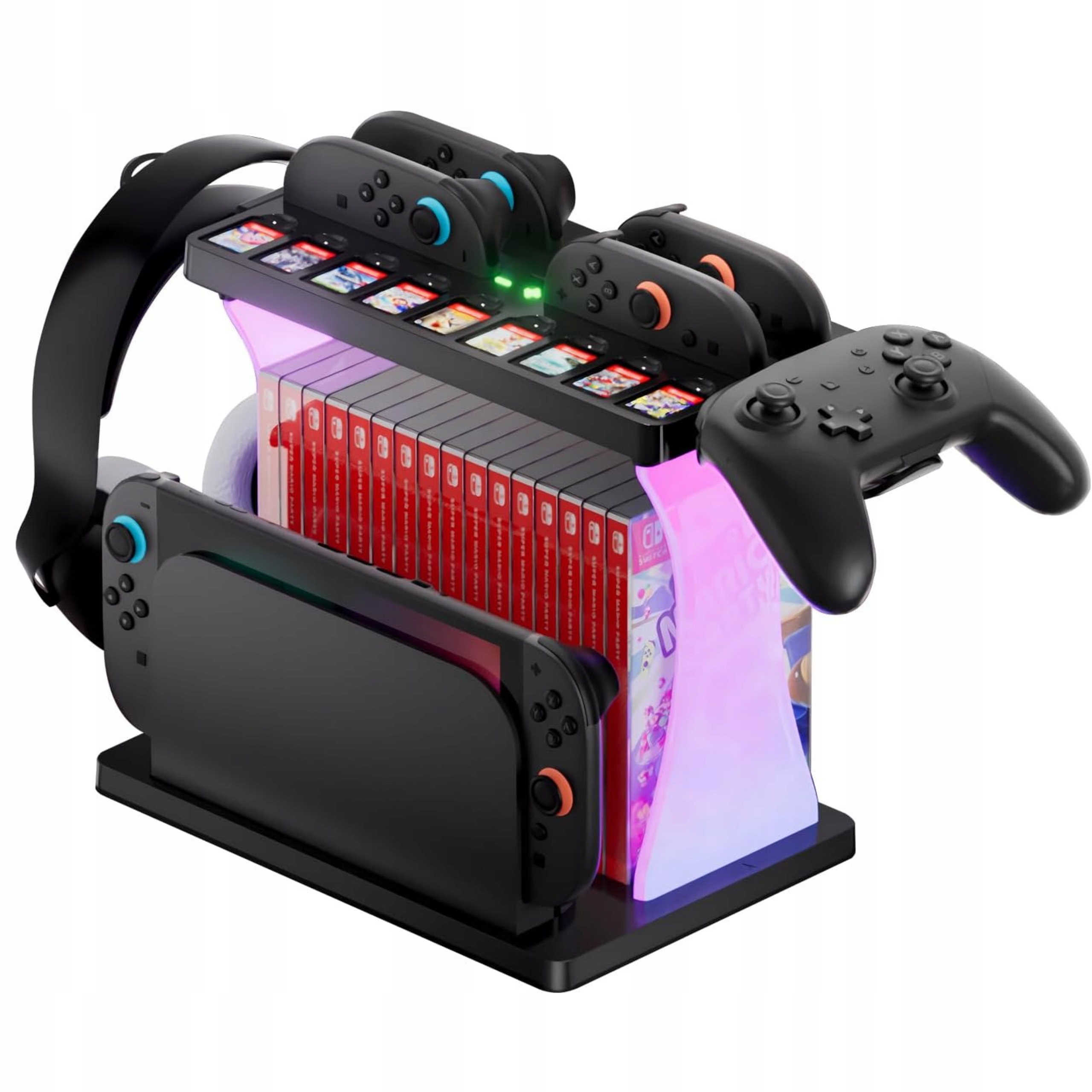 Stacja Ładująca Do Nintendo Switch 2w1 Organizer Na 16 Gier I 5 Padów