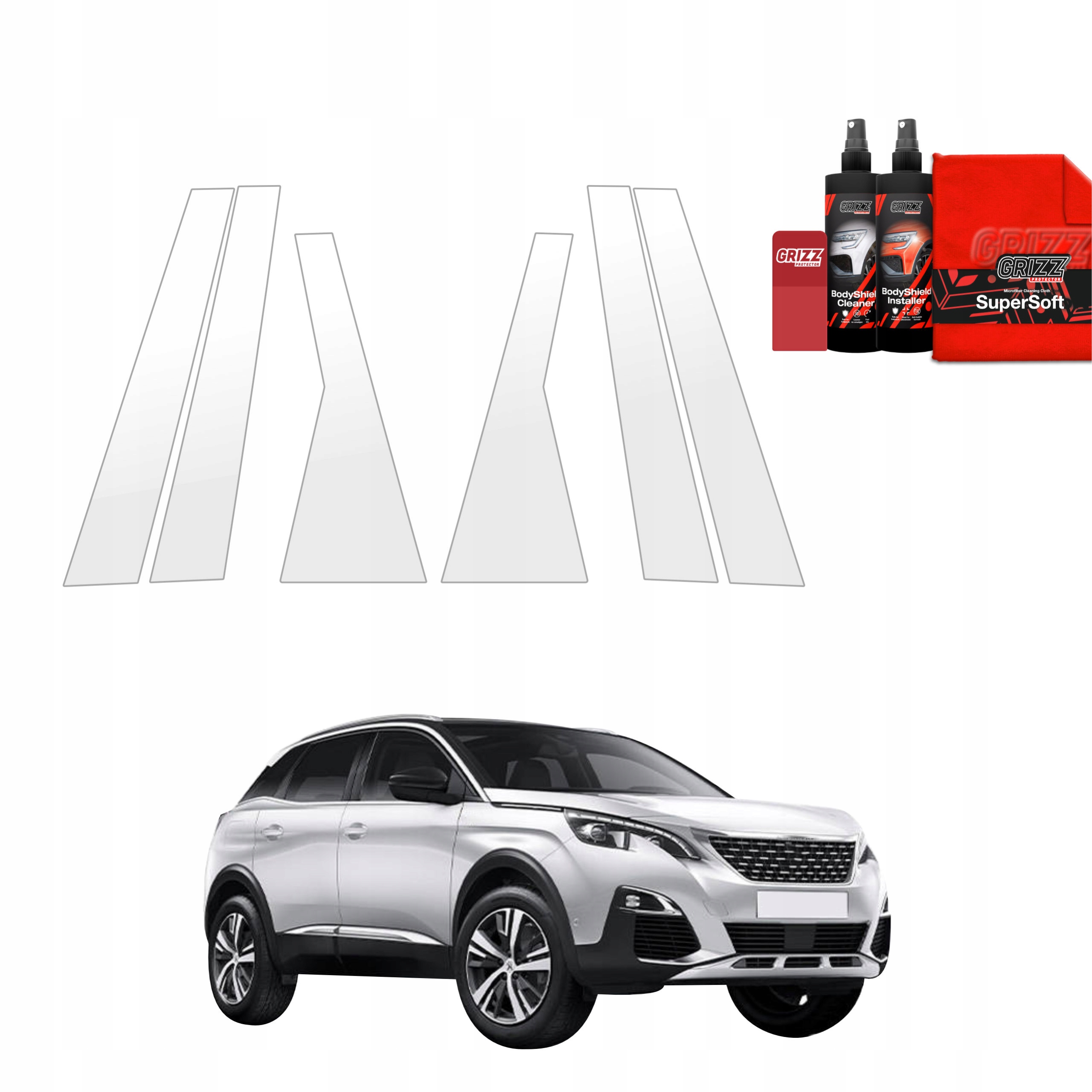6v1 Fólie Ppf dýha na sloupky pro Peugeot 3008 (2016-2024)