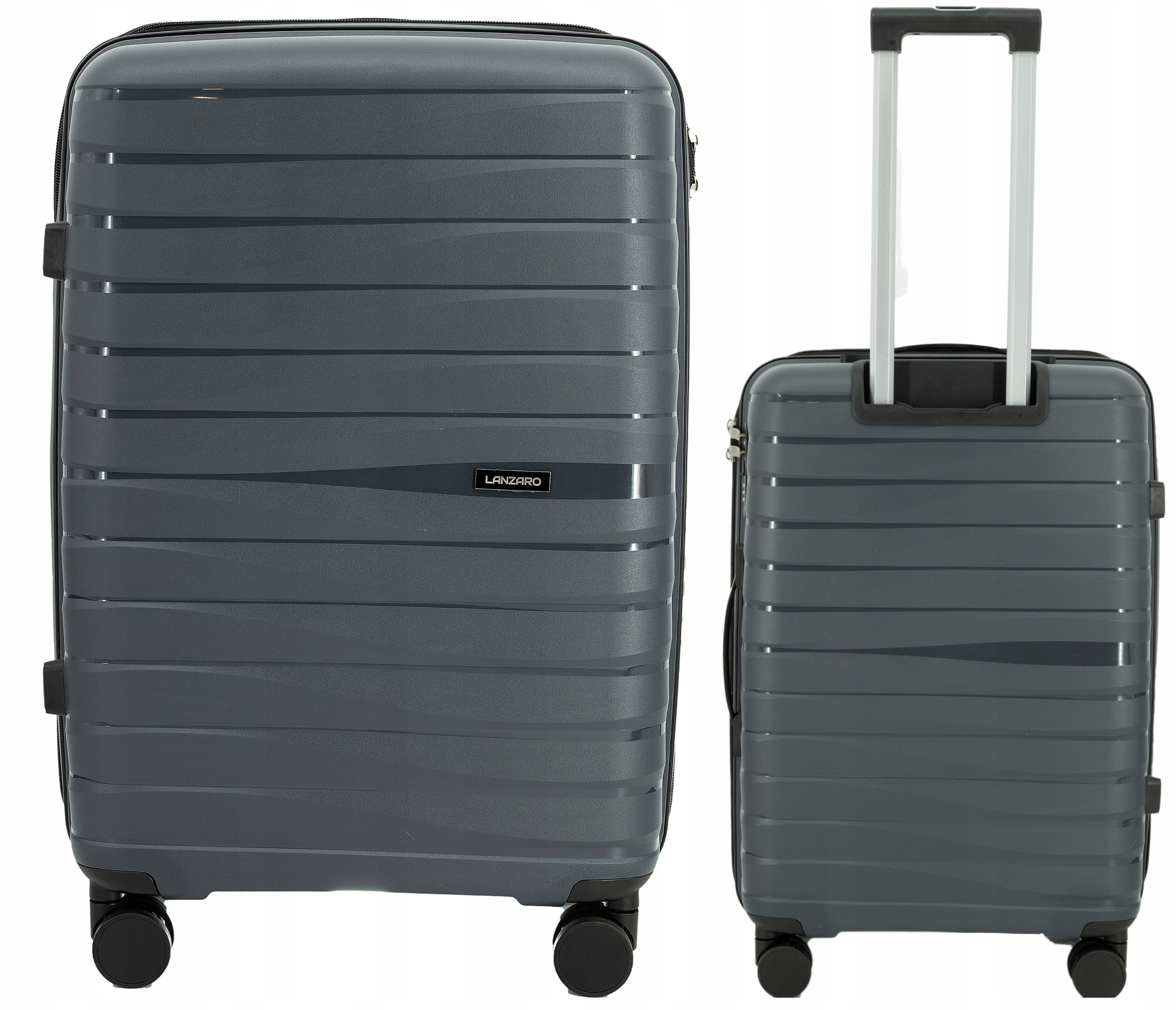 Walizka Średnia Niezniszczalna Polipropylen Lekka Bagaż Tsa Lanzaro Grafit