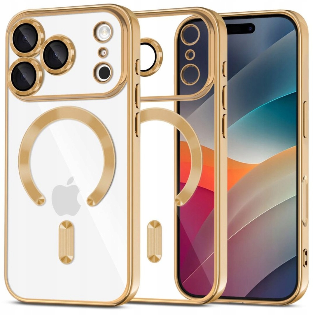 Etui case na iPhone 17 Pro MagFlex MagSafe przezroczysto złote