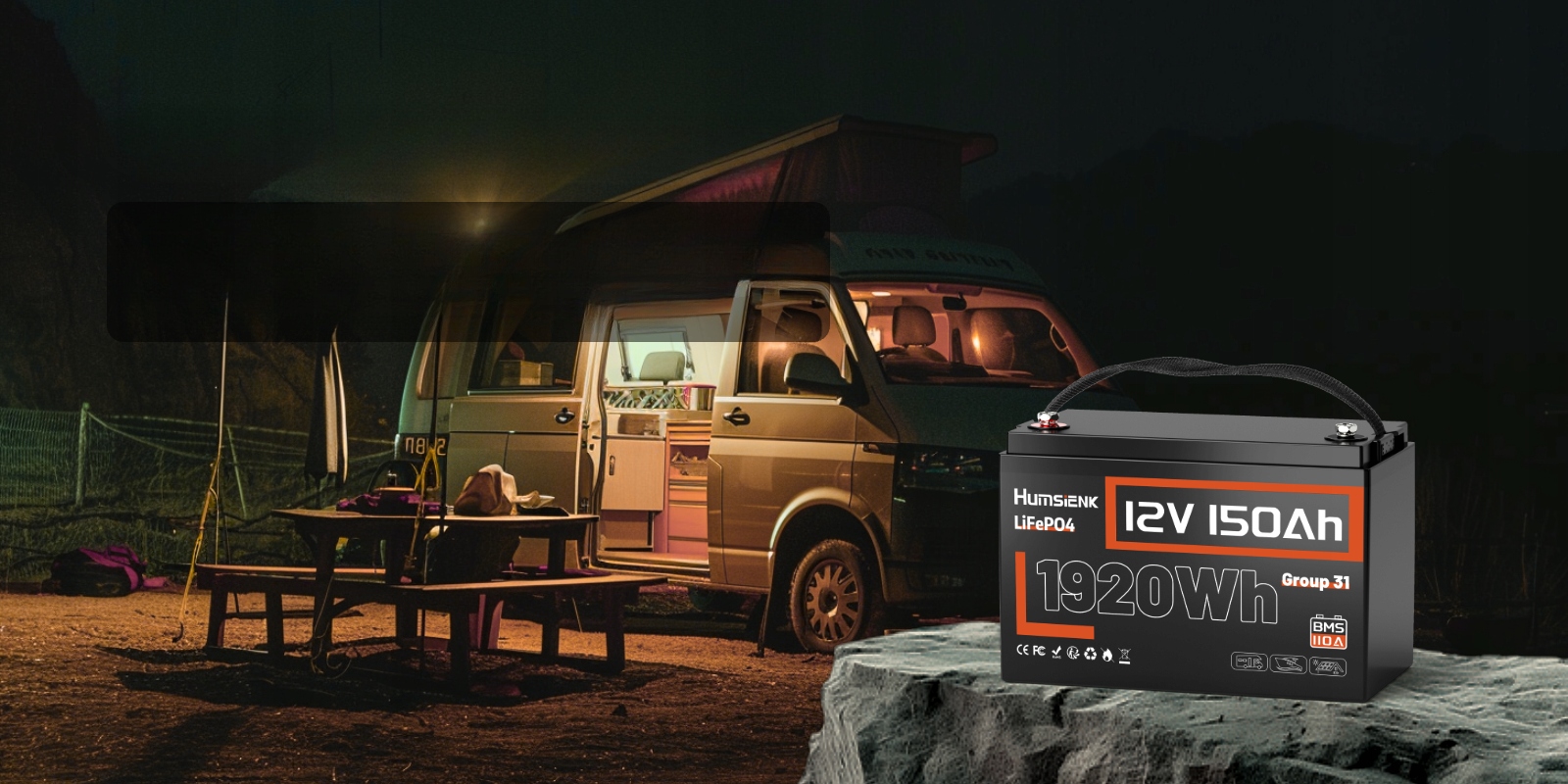 Акумулятор LiFePO4 12V 150Ah 110A BMS, компенсація AGM та GEL, RV, caravan, тип батареї ДБЖ LiFePO