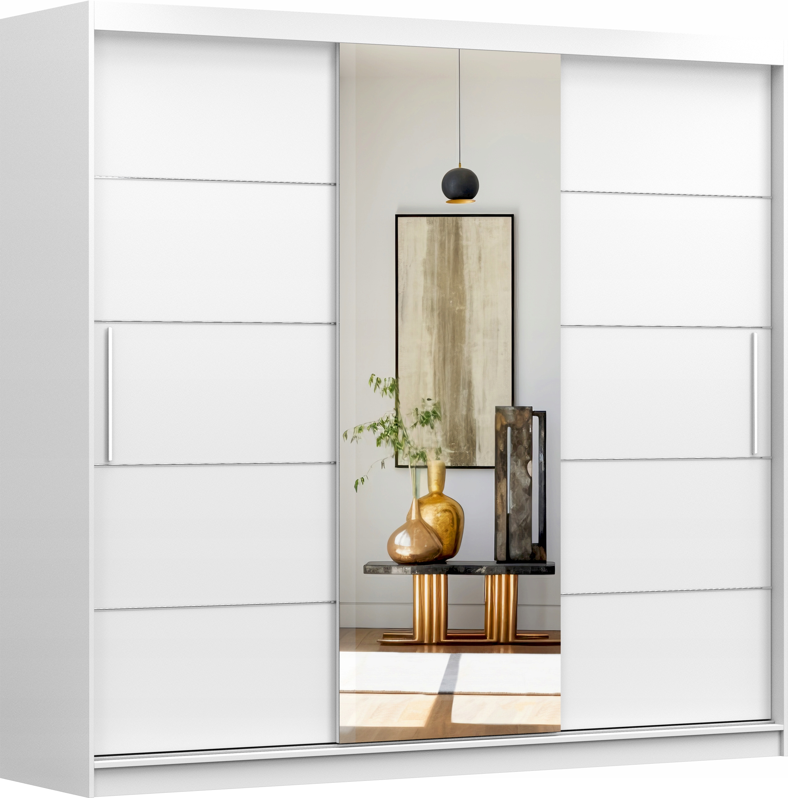 SZAFA PRZESUWNA 3 DRZWIOWA 230 z lustrem PREMIUM duża pokoju sypialniana Typ drzwi Przesuwne