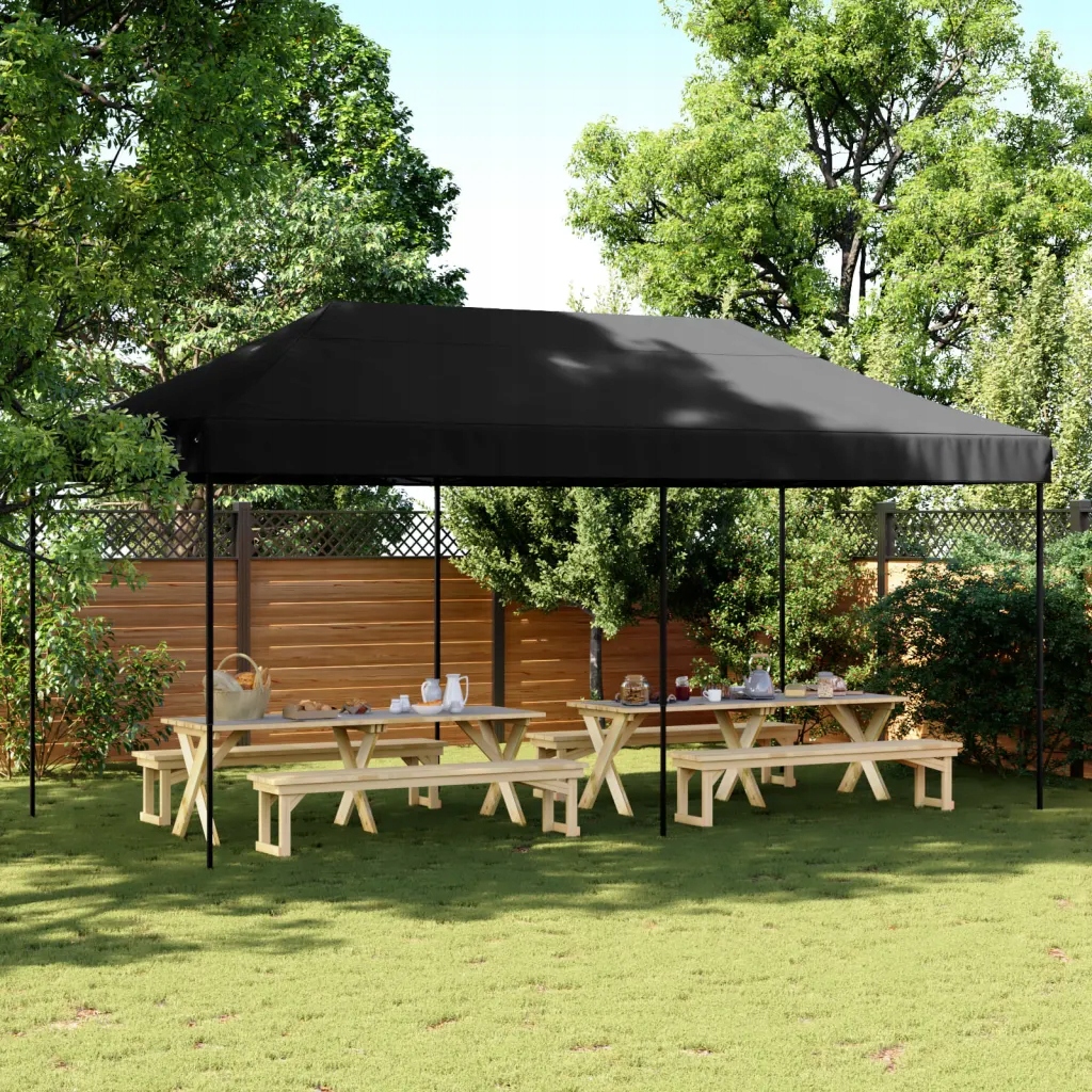 Skládací party stan pop-up černý 580 x 292 x 315 cm Černý 4004942