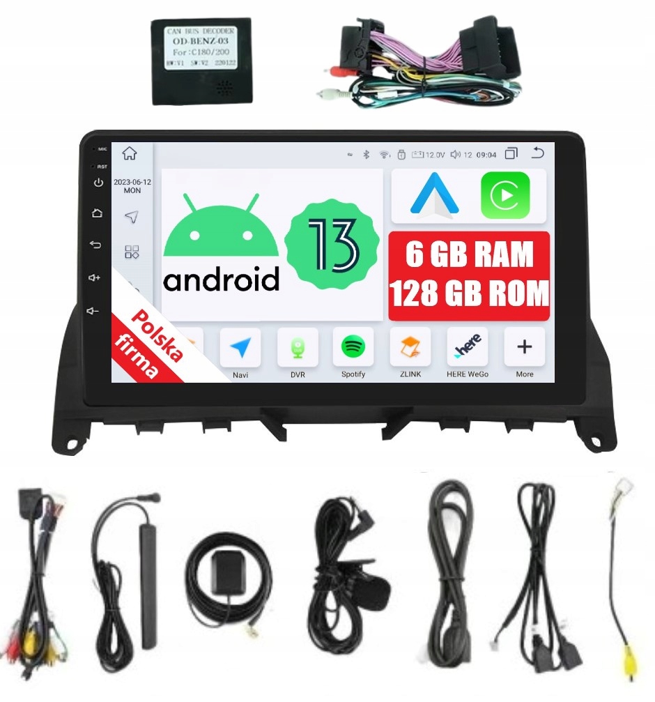 Rádio 2DIN Navigácia Android Mercedes C W204 C204 Carplay Dsp 6/128 Gb Lte