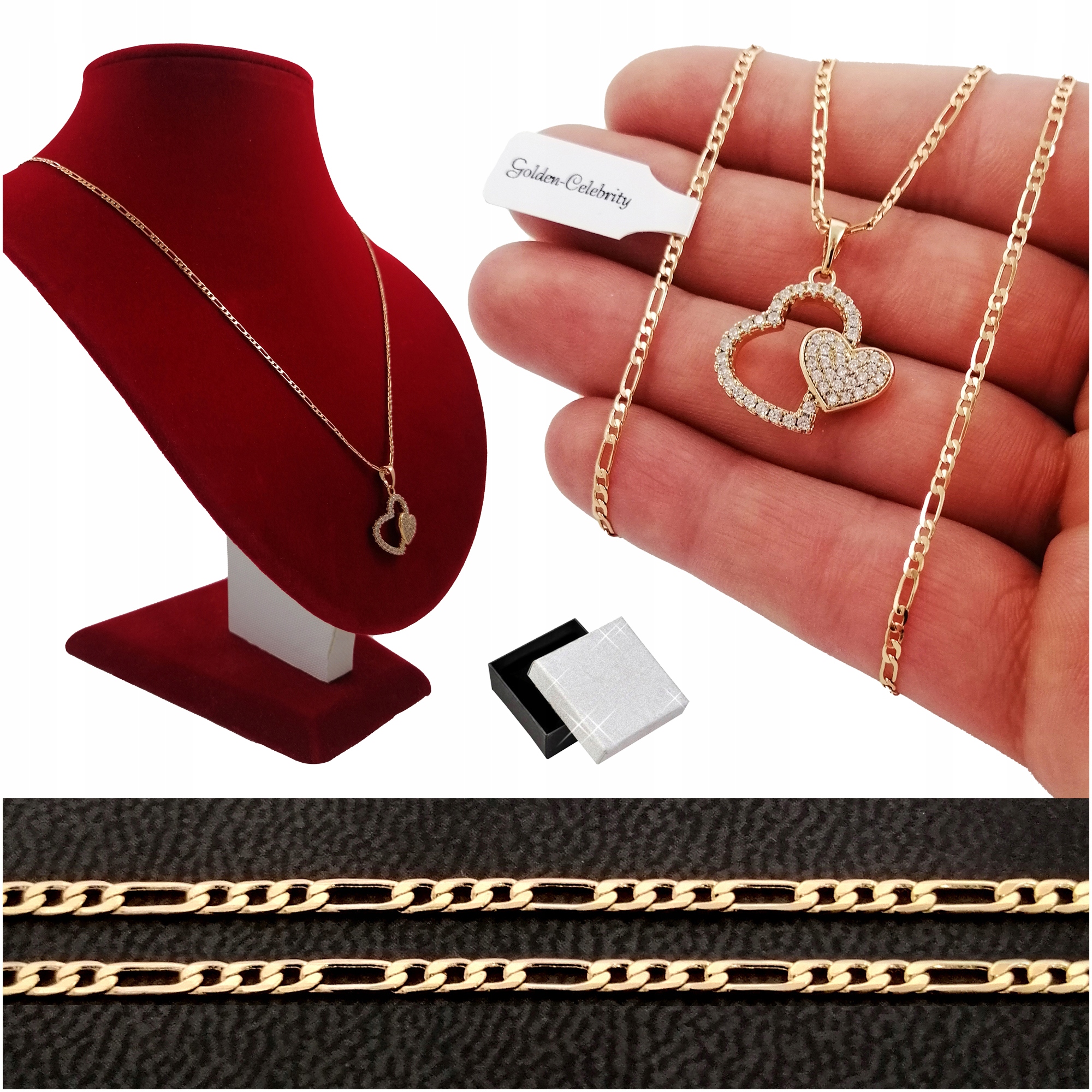 Pozlacený Náhrdelník Se Srdíčky A Zirkony Pro Ženy