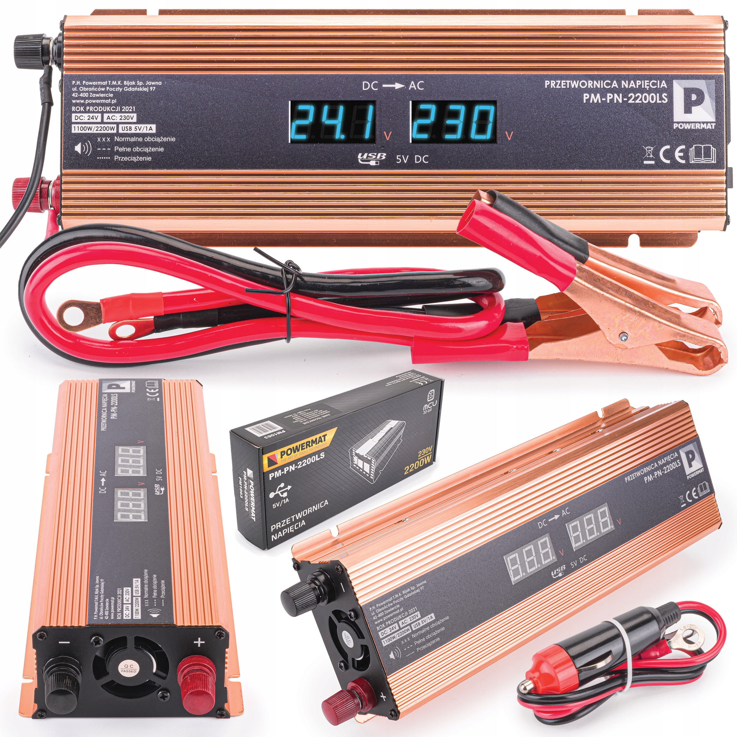 

Przetwornica Napięcia Samochodowa 24V 2200W LCD