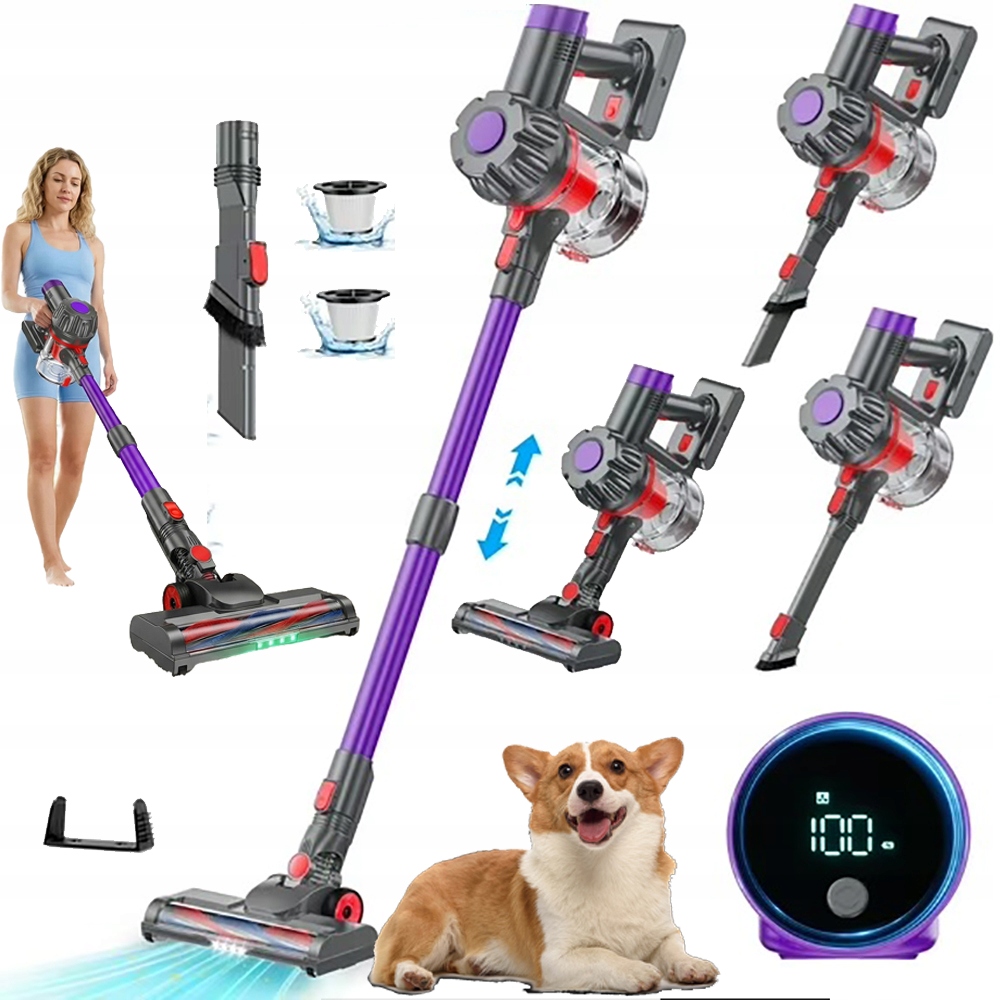 Bezprzewodowy Odkurzacz 450W Z Pojemnikiem 0.8L I 6 Bateriami 2600MAH