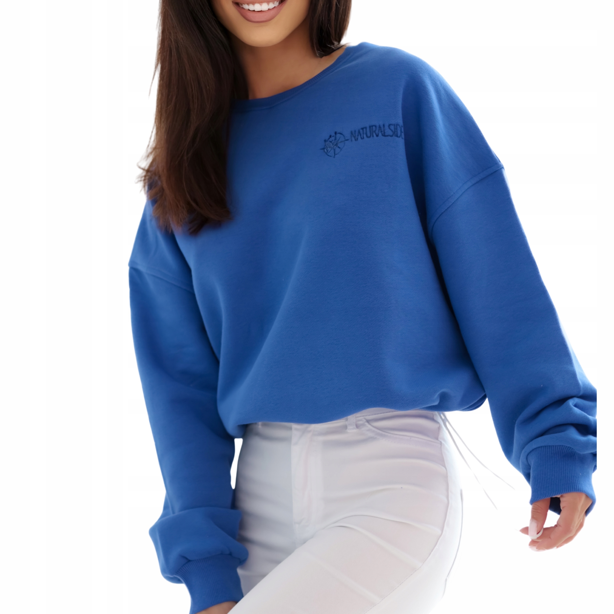 Mikina s volným stahováním typu crop Premium, modrá, Xs/s