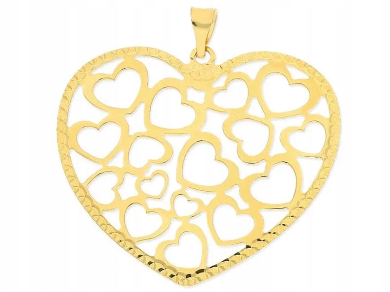 Zlatý přívěsek 585, ažurové srdíčko 1,86 g, velké, elegantní, na dárek