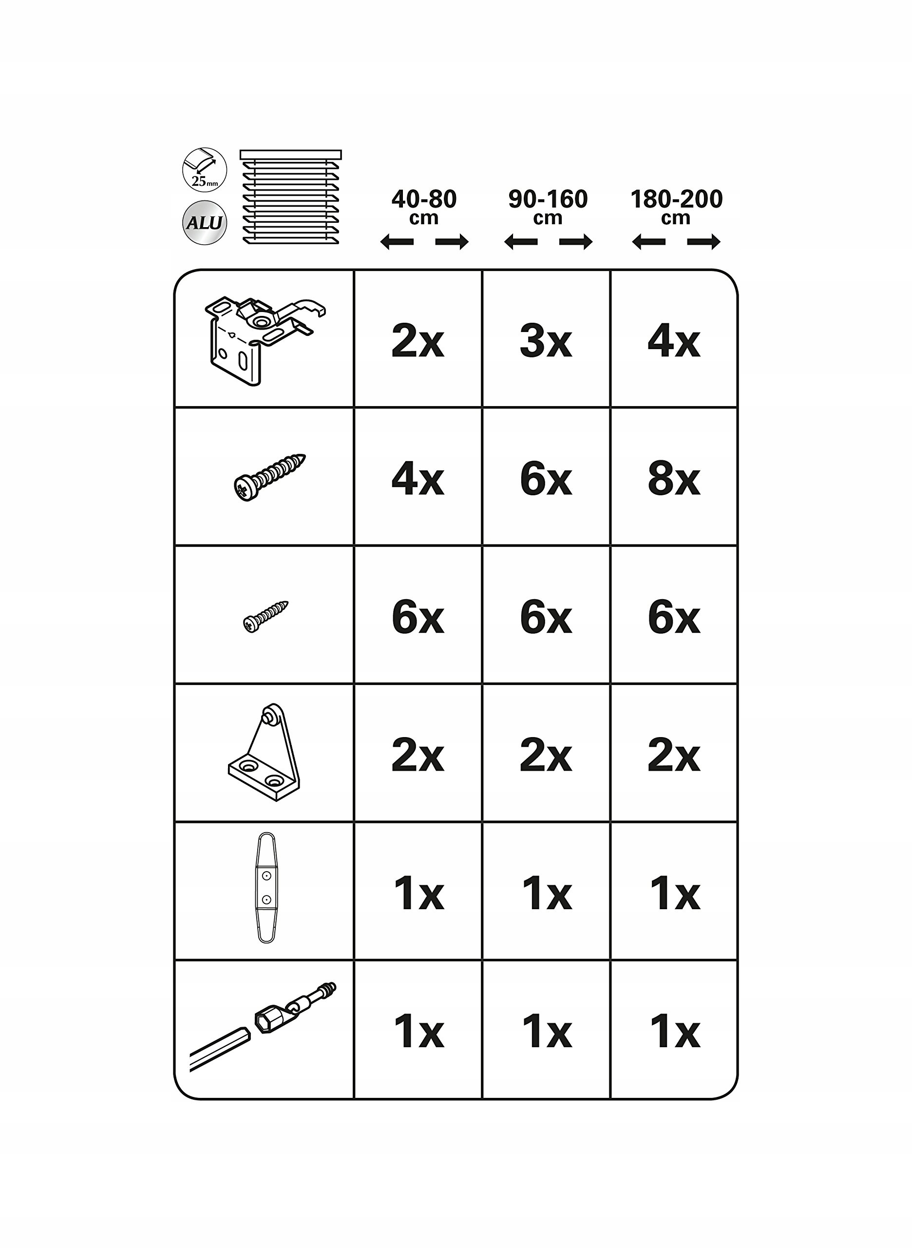 Pionowe żaluzje 160 cm x 175 cm aluminium Długość maksymalna 175 cm