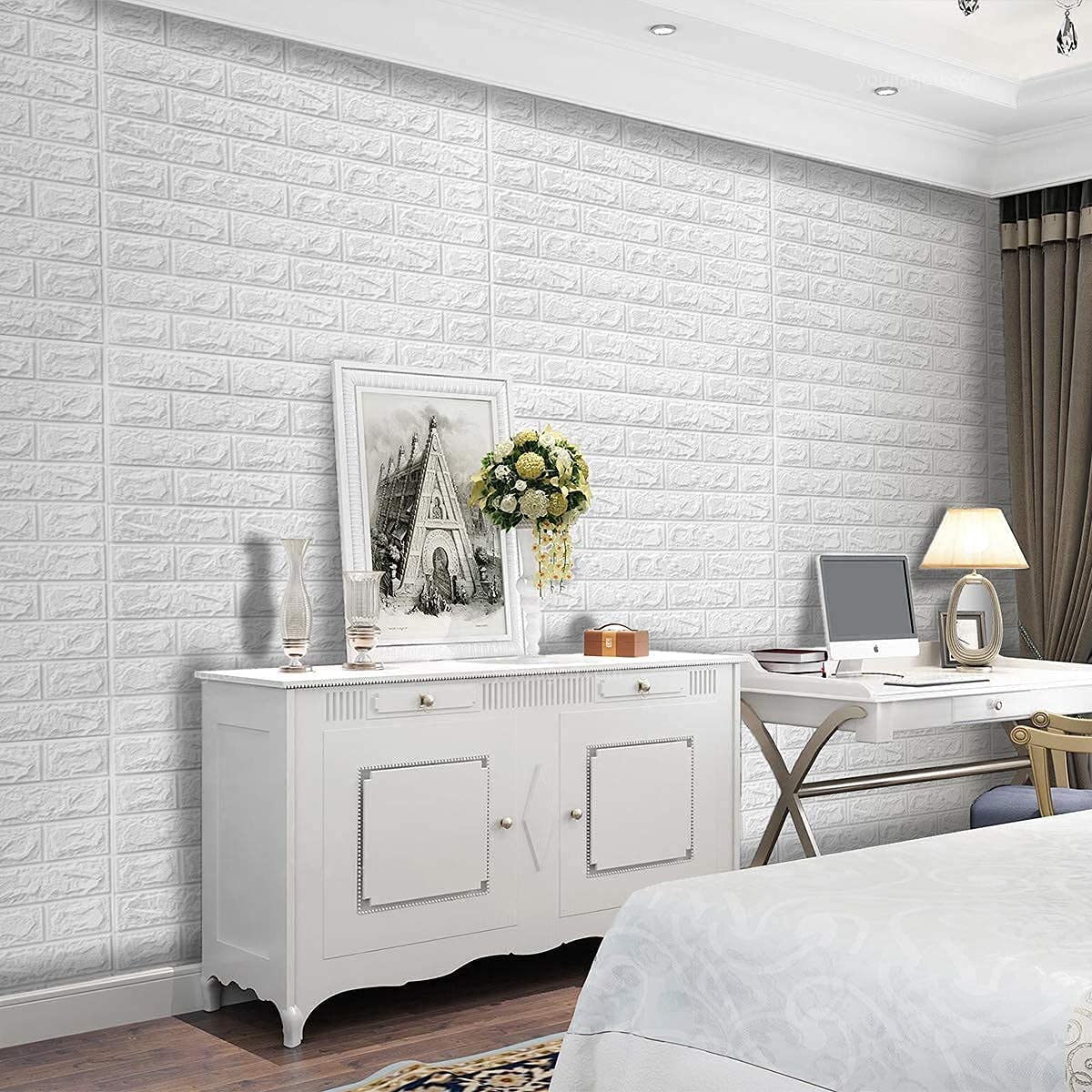 x10 NAKLEJKA 3D TAPETA ŚCIENNA SAMOPRZYLEPNA CEGŁA BIAŁA NOWOCZESNA HIT MUR Liczba m² w ofercie 5.39 m²