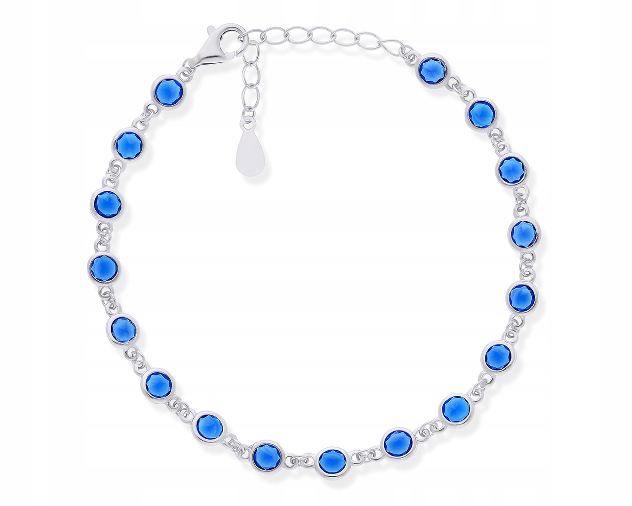 Stříbrný náramek s modrými Zirkony, kulatý, dámský, ryzost 925