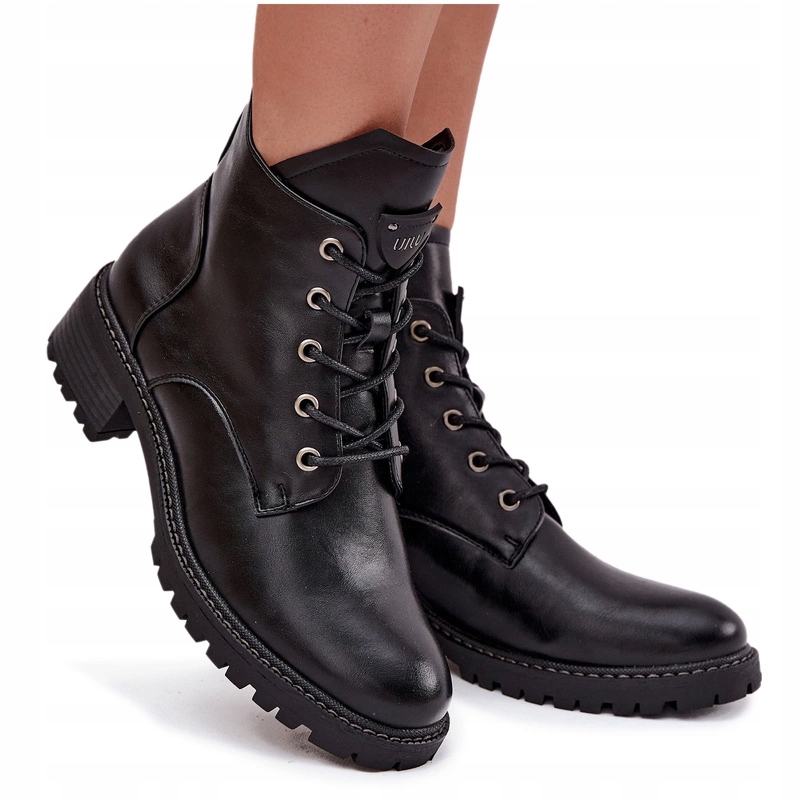 Dámské Kotníkové Boty Klocek Zip Zateplené Šněrovací Vinceza 58609 Černé 36