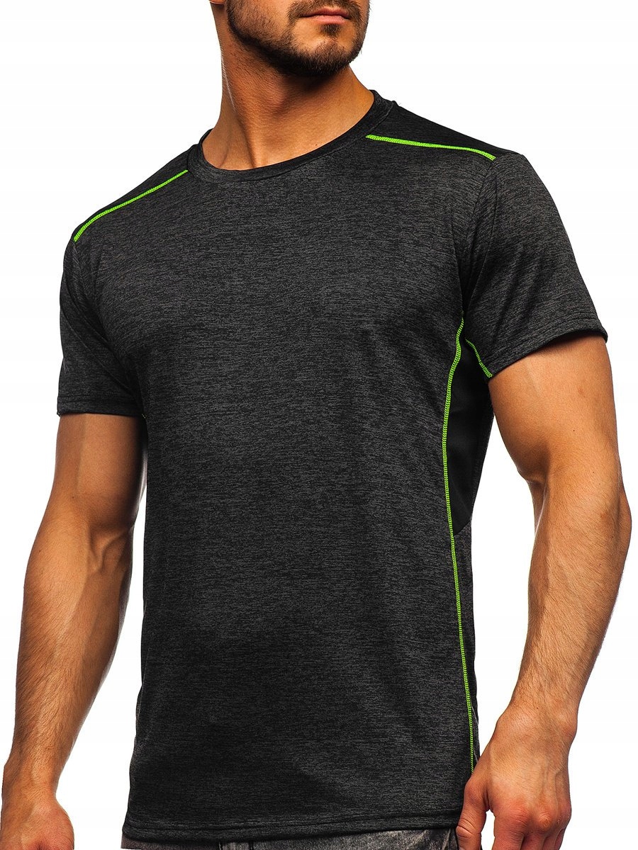 

T-shirt Męski Treningowy Czarny HM075 Denley_m