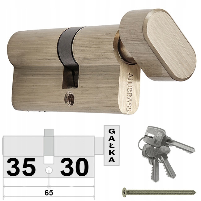 

Wkładka Gałka 30/35 Alubrass Mosiądz Satyna