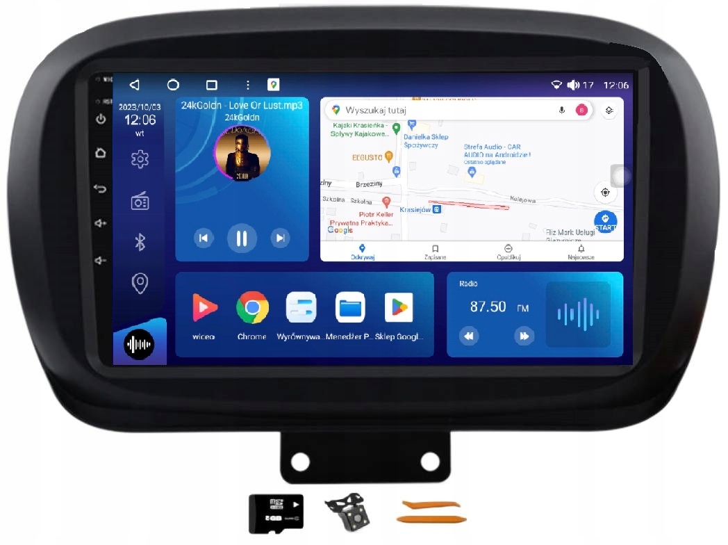 Rádio Android Navigácia Qled Carplay Lte Gps Fiat 500X 2014- Fiat 500 15-20
