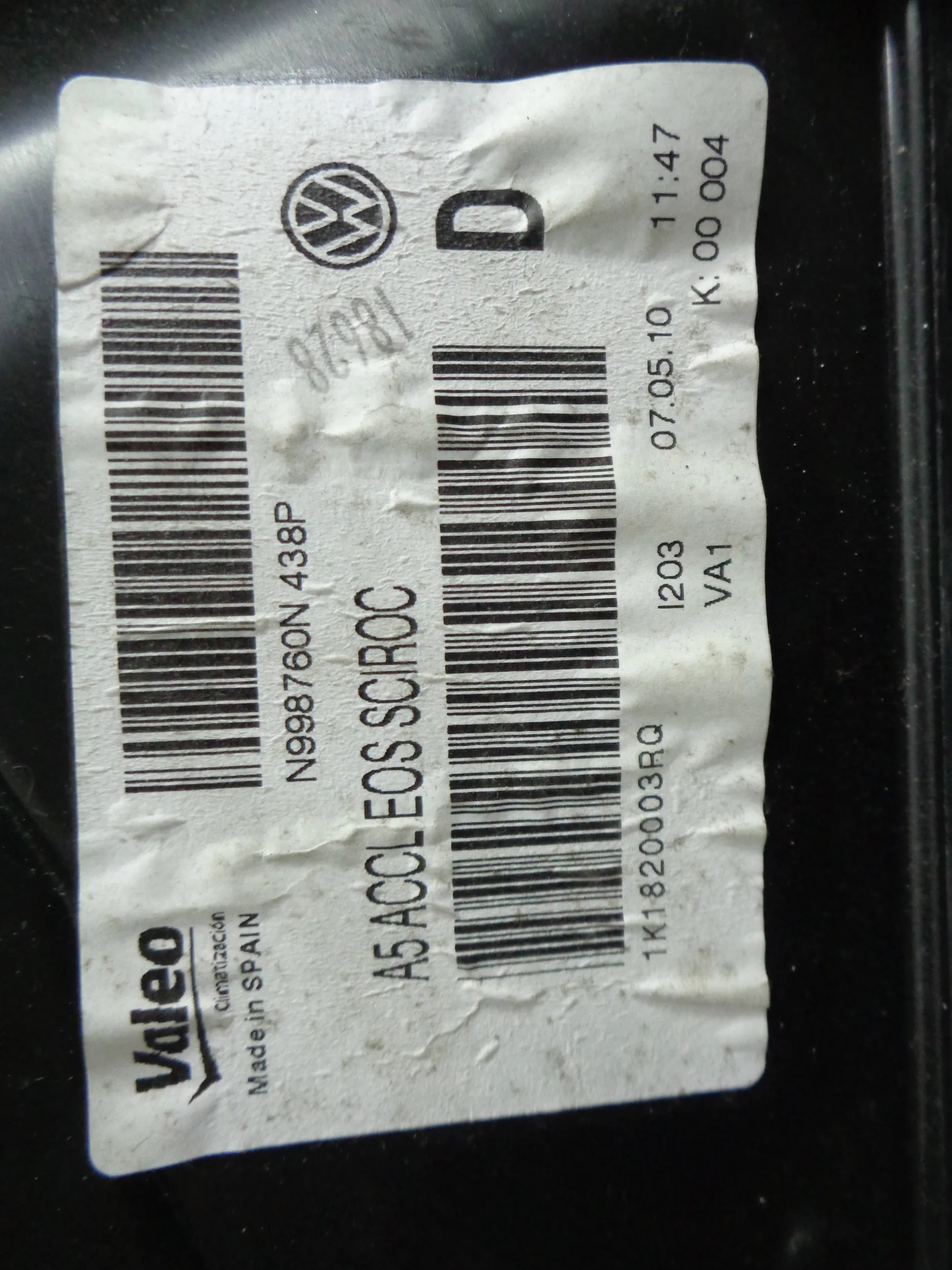 VW EOS SCIROCCO heater heating 10r