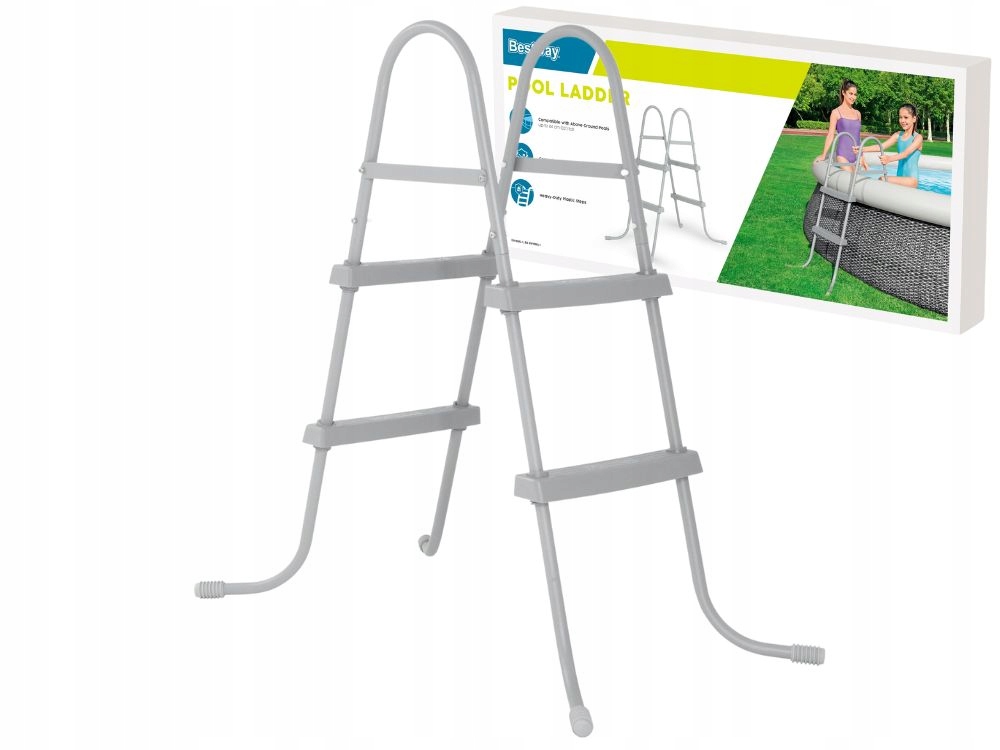 Bezpieczna Metalowa Drabinka Basenowa Schodki do Basenu 84 cm BESTWAY 58430 Kod producenta e56485885