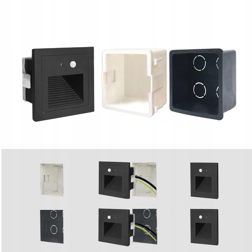 OŚWIETLENIE SCHODOWE OPRAWA LAMPKA SCHODOWA LED Z CZUJNIKIEM RUCHU 4SZT Kolekcja Oświetlenie schodowe