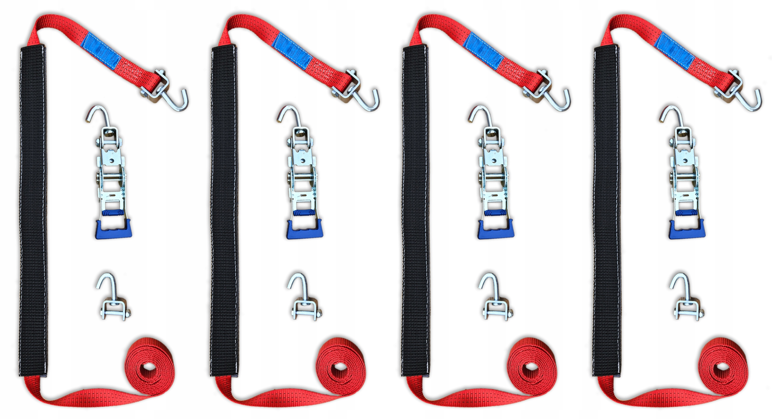 Sada 4 Kusů Přepravní odtahový pás Certifikát normy VDI 2025 3 m 3t