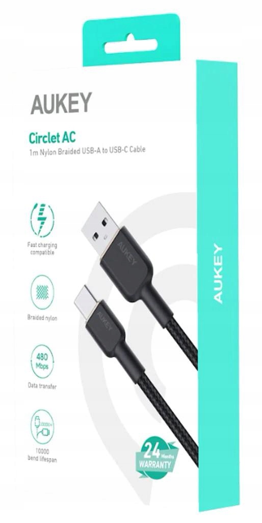 CB-NAC1 Black nylonowy kabel Usb C Usb A 1m 3A 60W Pd 20V