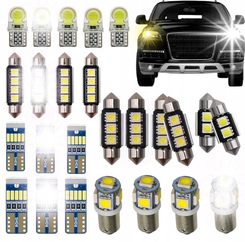 W5W T10 C5W| C10W BA9S 25szt Zestaw Żarówek Led Can- Białe