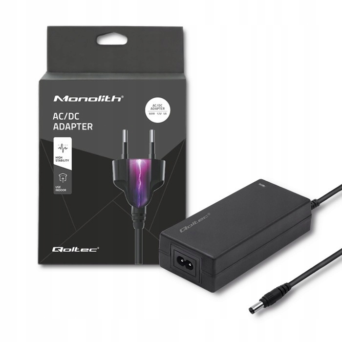 Qoltec Stolní napájecí zdroj 60W 12V 5A 5.5*2.1 napájecí kabel