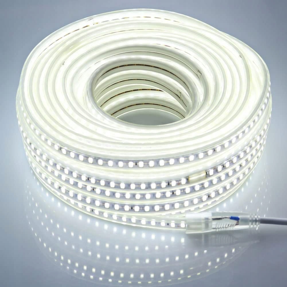 Led pcningová páska 20 m 220V-230V studená biela 6000K s napájacím zdrojom a zástrčkou Eú
