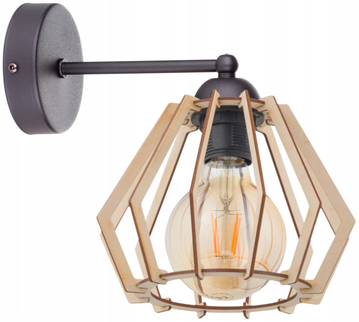 

Lampa Kinkiet Ścienny Drewniany Loft