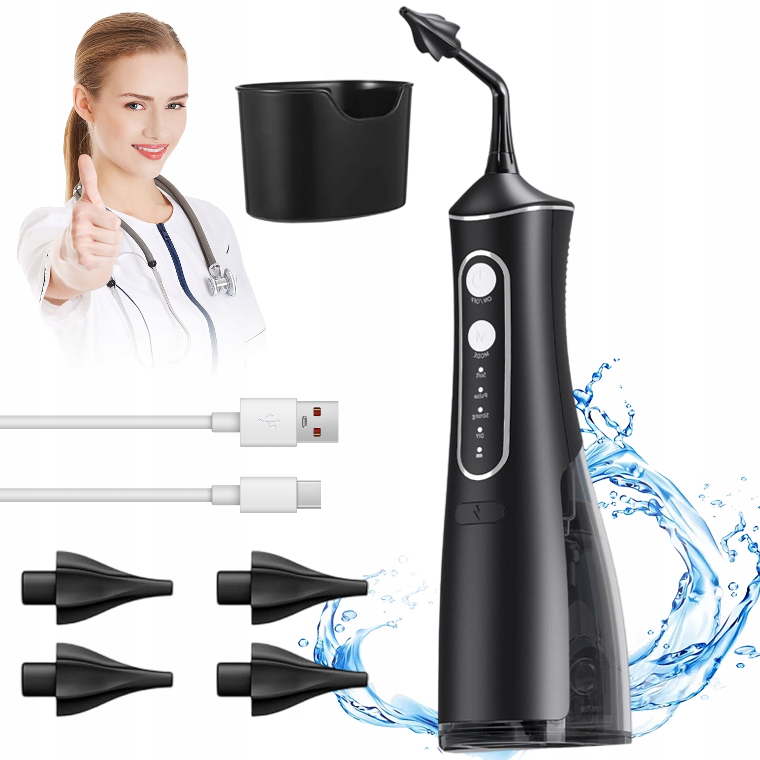 Irygator Do Czyszczenia Uszu Elektryczny Wodoodporny Zbiornik 300ML