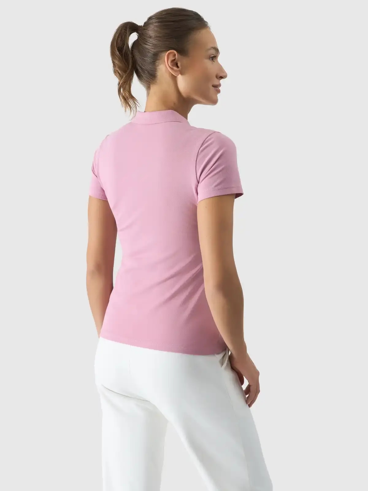 KOSZULKA DAMSKA 4F POLO T-SHIRT POLÓWKA BAWEŁNIANA ODDYCHAJĄCA SS24F132 Wzór dominujący bez wzoru