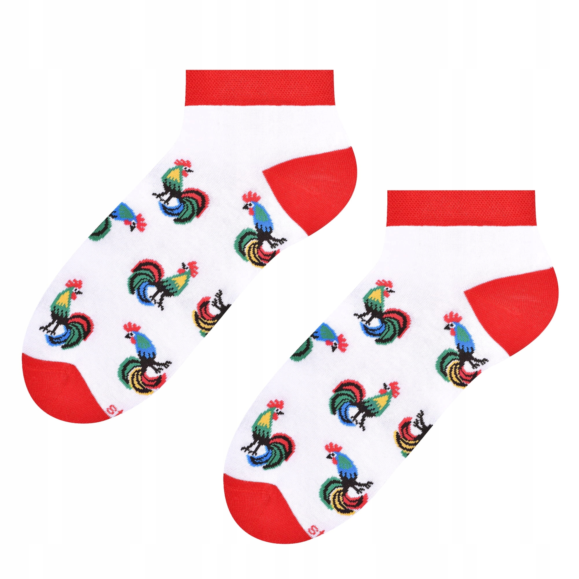 

Stopki folk - koguty łowickie - białe tło - 38-40