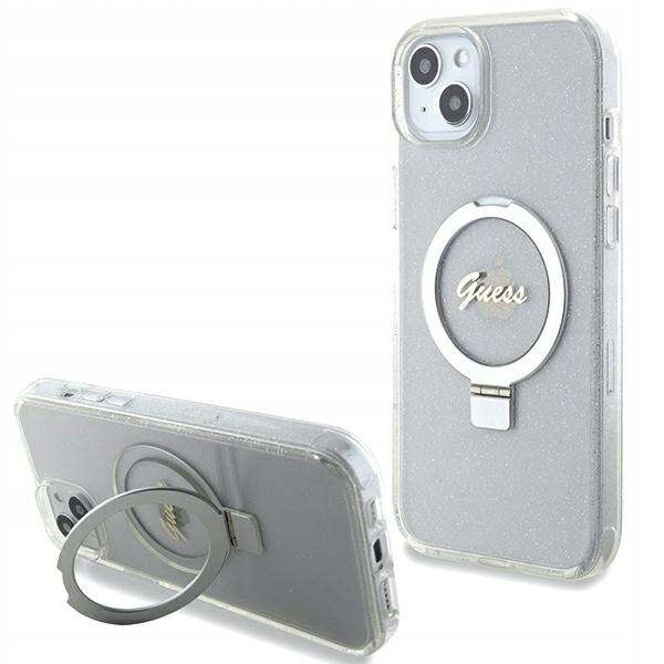 Guess krytka pro iPhone 15 Plus 6.7" transparentní hardcase Ring Stand Scr