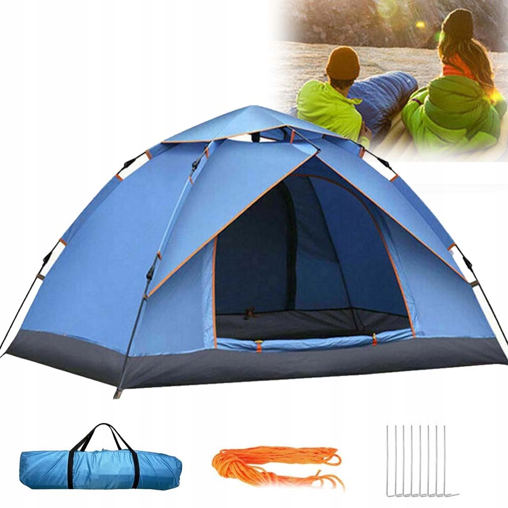 Automatyczny Namiot Podróżny Z Podwójnymi Drzwiami Kemping Dla 4 Osób