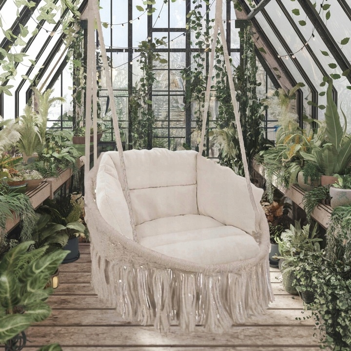 HUŚTAWKA BOCIANIE GNIAZDO Z PODUSZKĄ XXL ZESTAW OGRODOWY BEŻOWY BOHO 120CM EAN (GTIN) 5903714912704