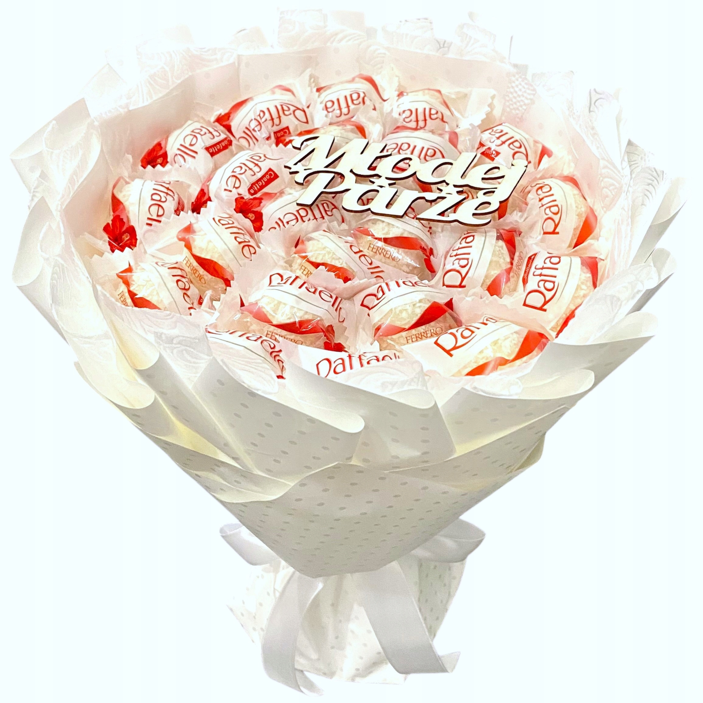 Zestaw Prezentowy Bukiet z Raffaello na Wesele Ślub dla Pary Młodej napis