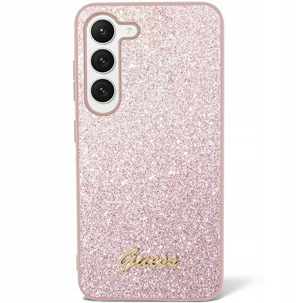Pouzdro Guess GUHCS24SHGGSHP Samsung Galaxy S24 hardcase Glitter Script růžové