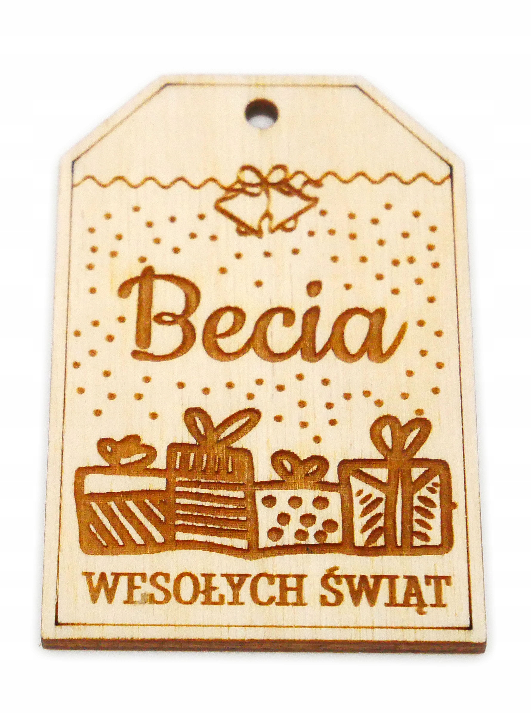 DREWNIANA ZAWIESZKA PREZENT IMIĘ GRAWER ŚWIĘTA 1sz