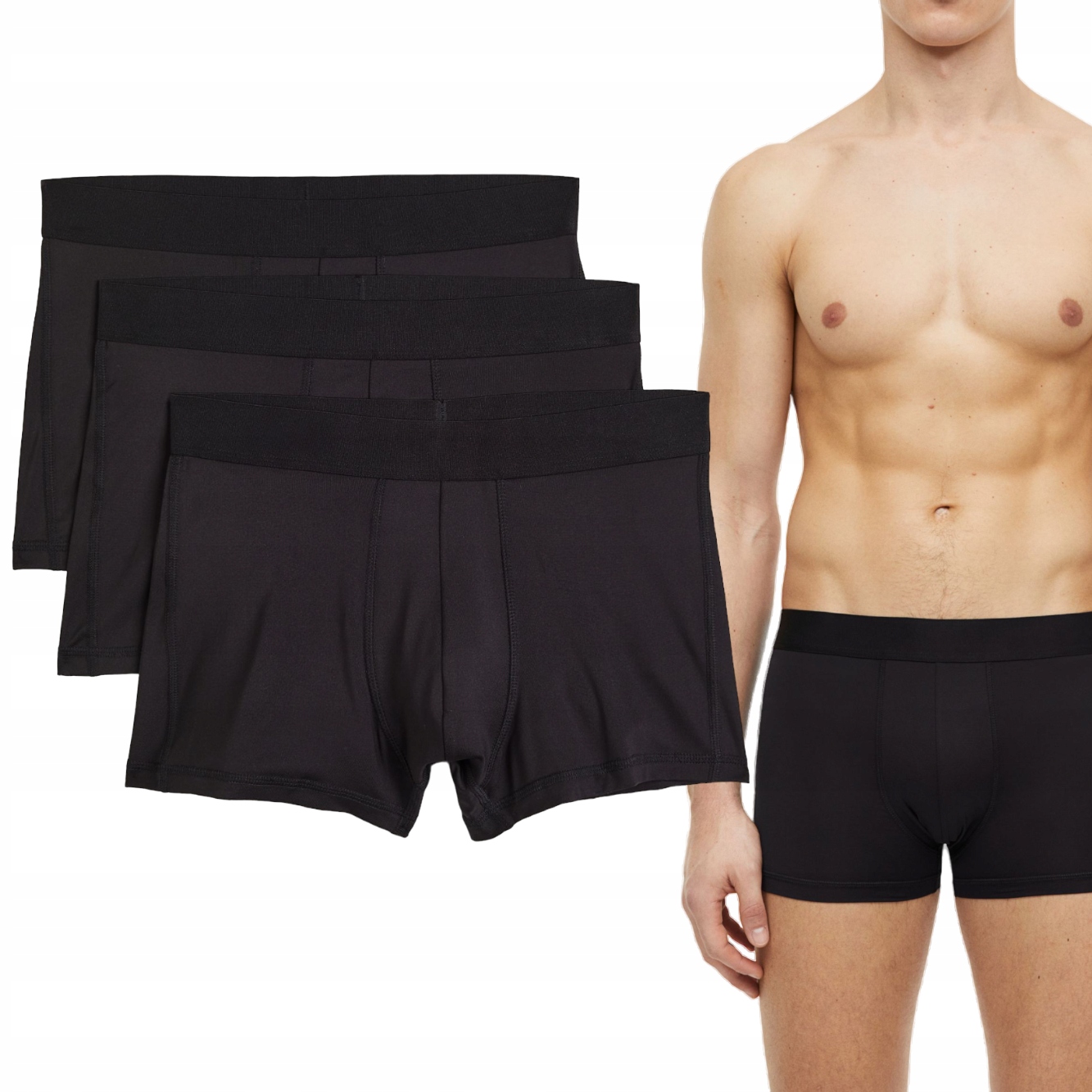 

Krótkie Bokserki Coolmax czarne 3-PAK H&m M