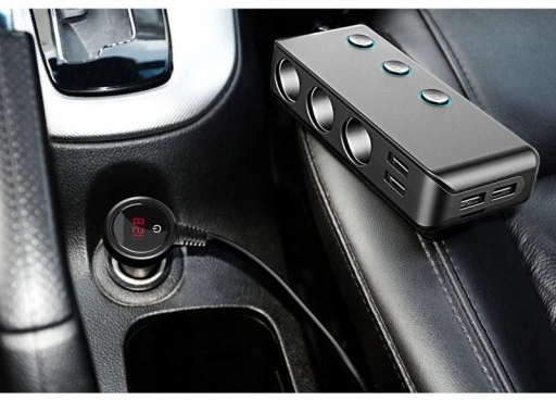 ROZDZIELACZ ROZGAŁĘŹNIK GNIAZDA ZAPALNICZKI 12-24V 4xUSB QC PD + ŁADOWARKA Stan opakowania oryginalne
