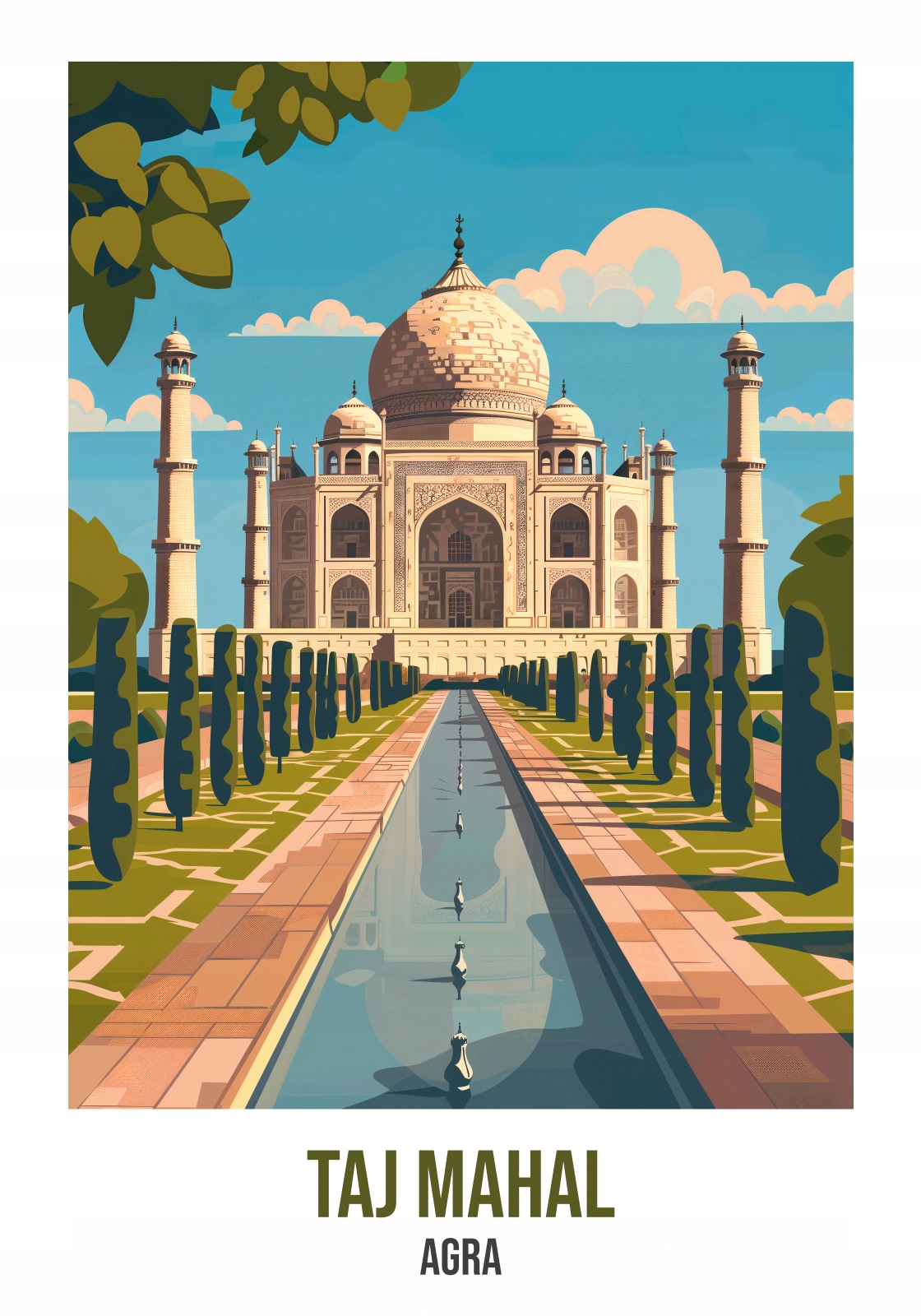 Plakát 70x100 cm Taj Mahal, Agra