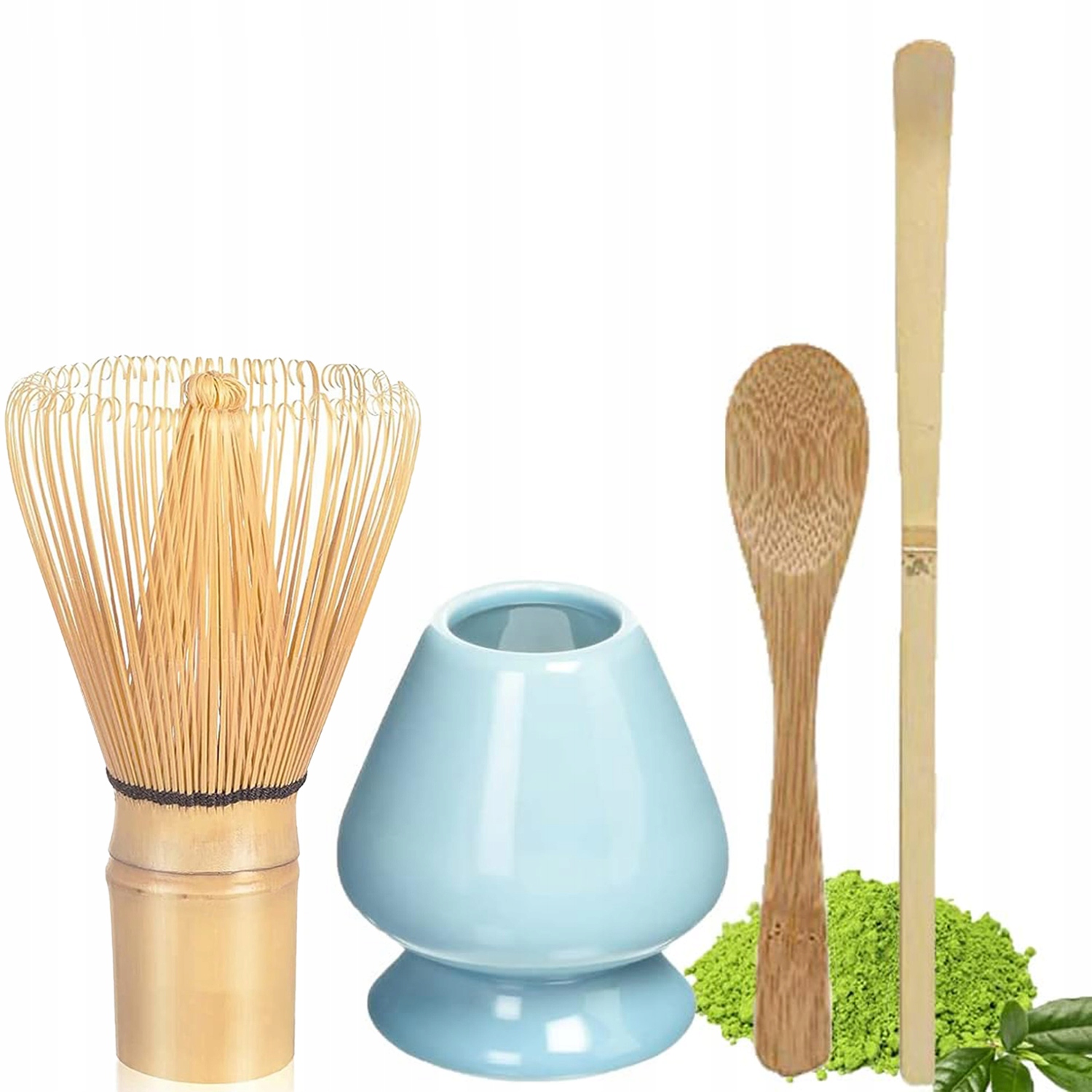 Levně Čaj Matcha Ruční Mixér Startovací Sada Bambusový Japonský Stojan 4V1
